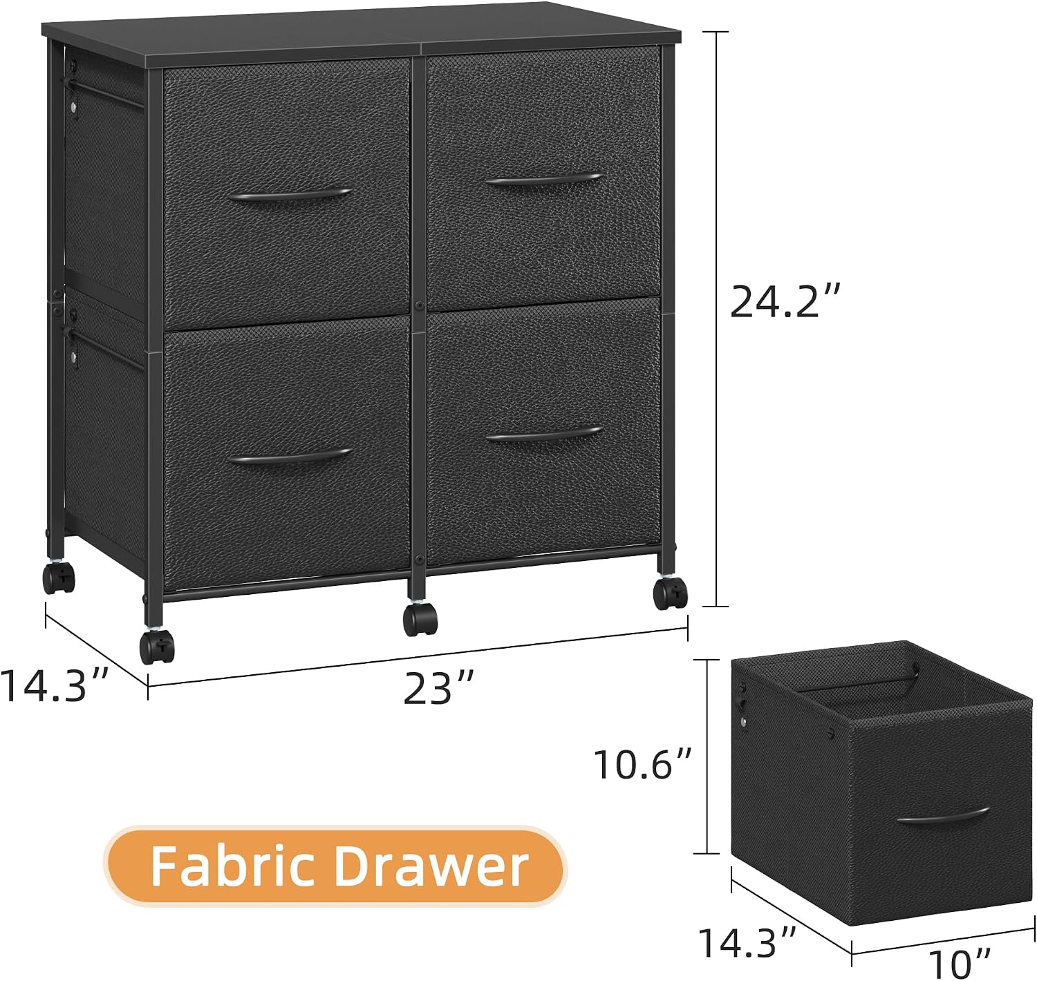 Black 4-drawer Mobile Cabinet