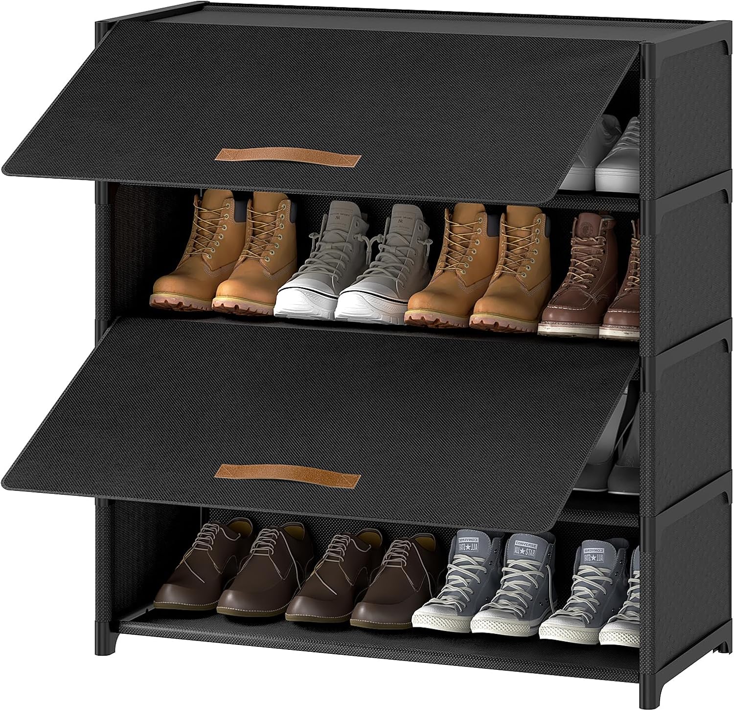 Black 5-Tier Shoe Cabinet with Doors