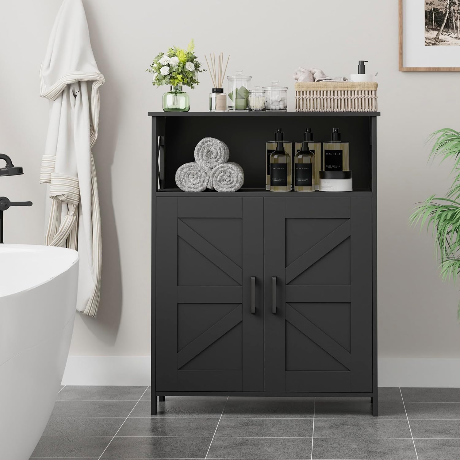 Black Farmhouse Storage Cabinet