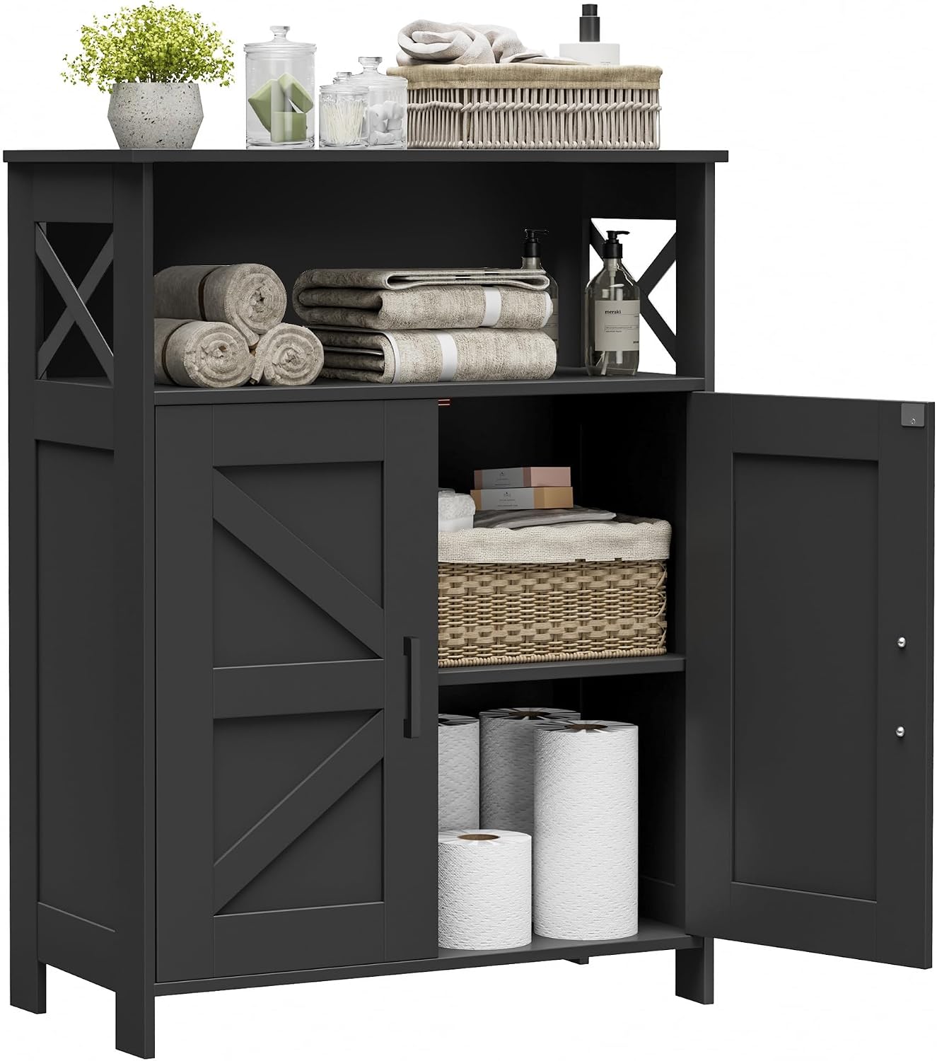 Black Farmhouse Storage Cabinet