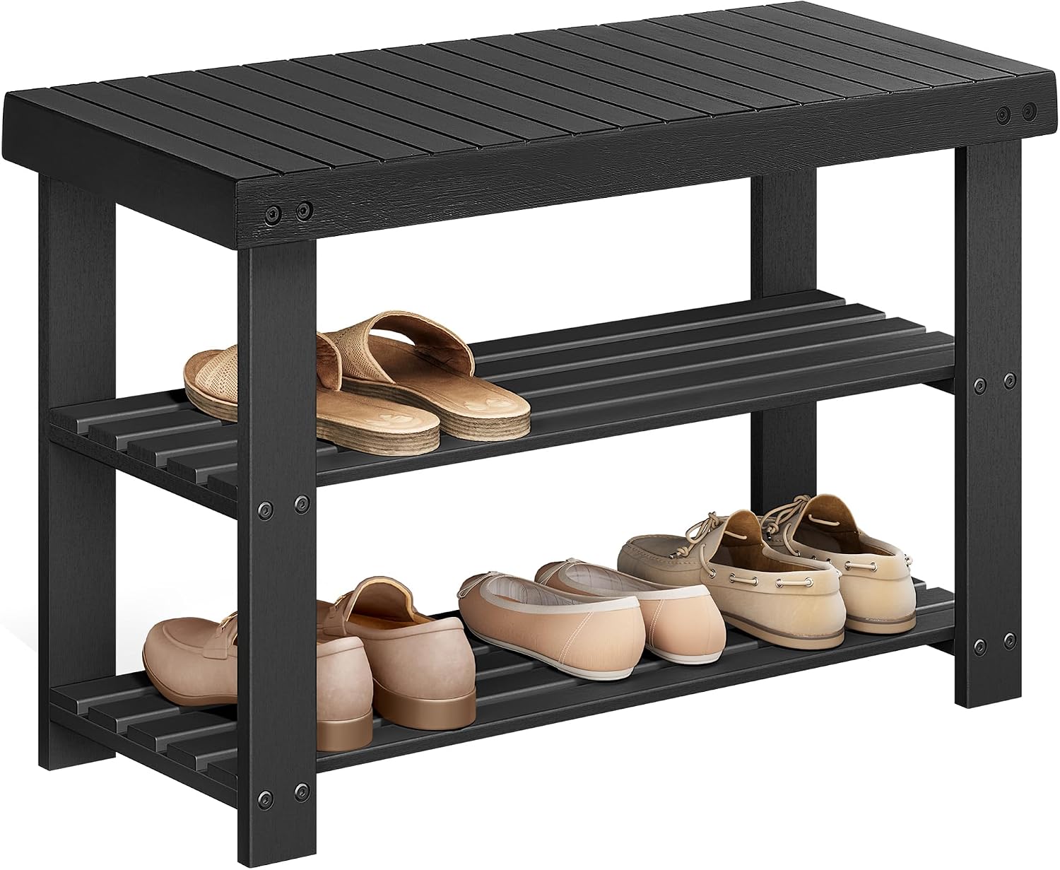 Ink Black Bamboo Shoe Bench