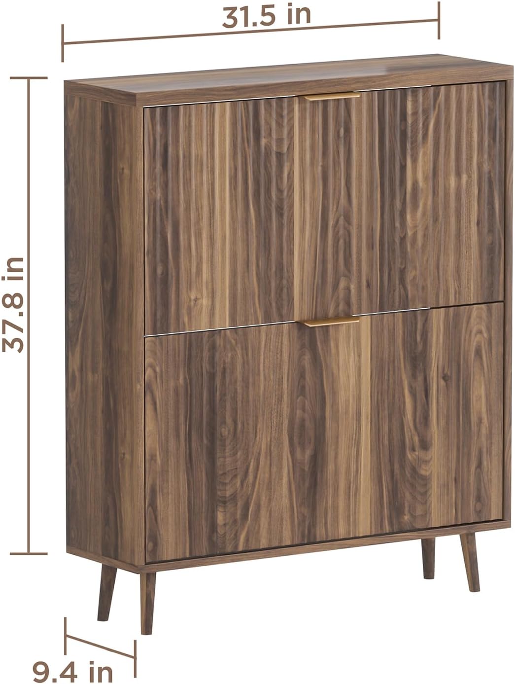 Narrow Walnut 2-Drawer Shoe Cabinet