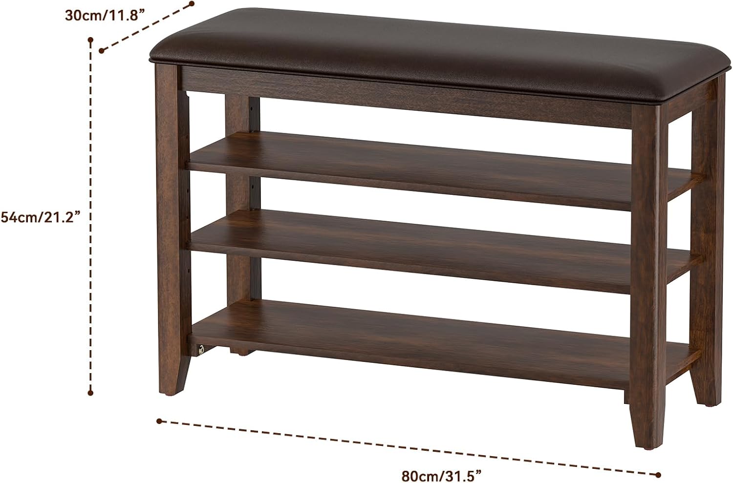 Rubberwood Shoe Bench Brown