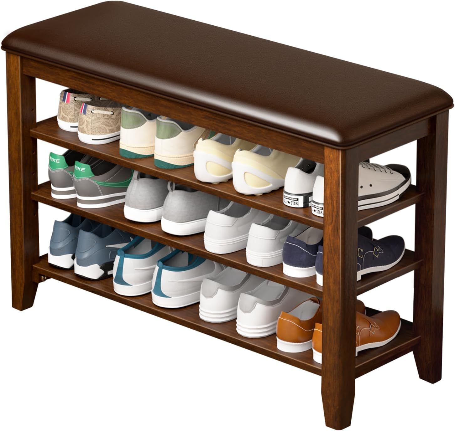 Rubberwood Shoe Bench Brown