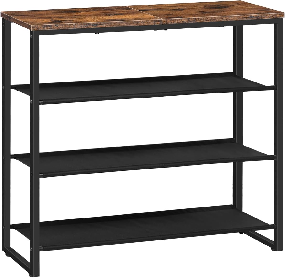 Rustic Brown 4-Tier Fabric Shoe Rack