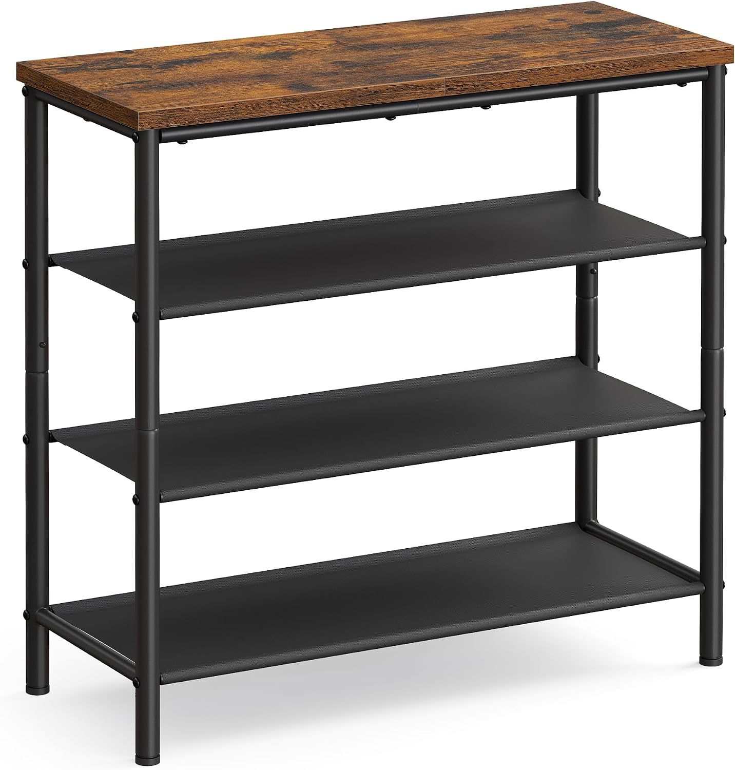 Rustic Brown 4-Tier Steel Frame Shoe Rack