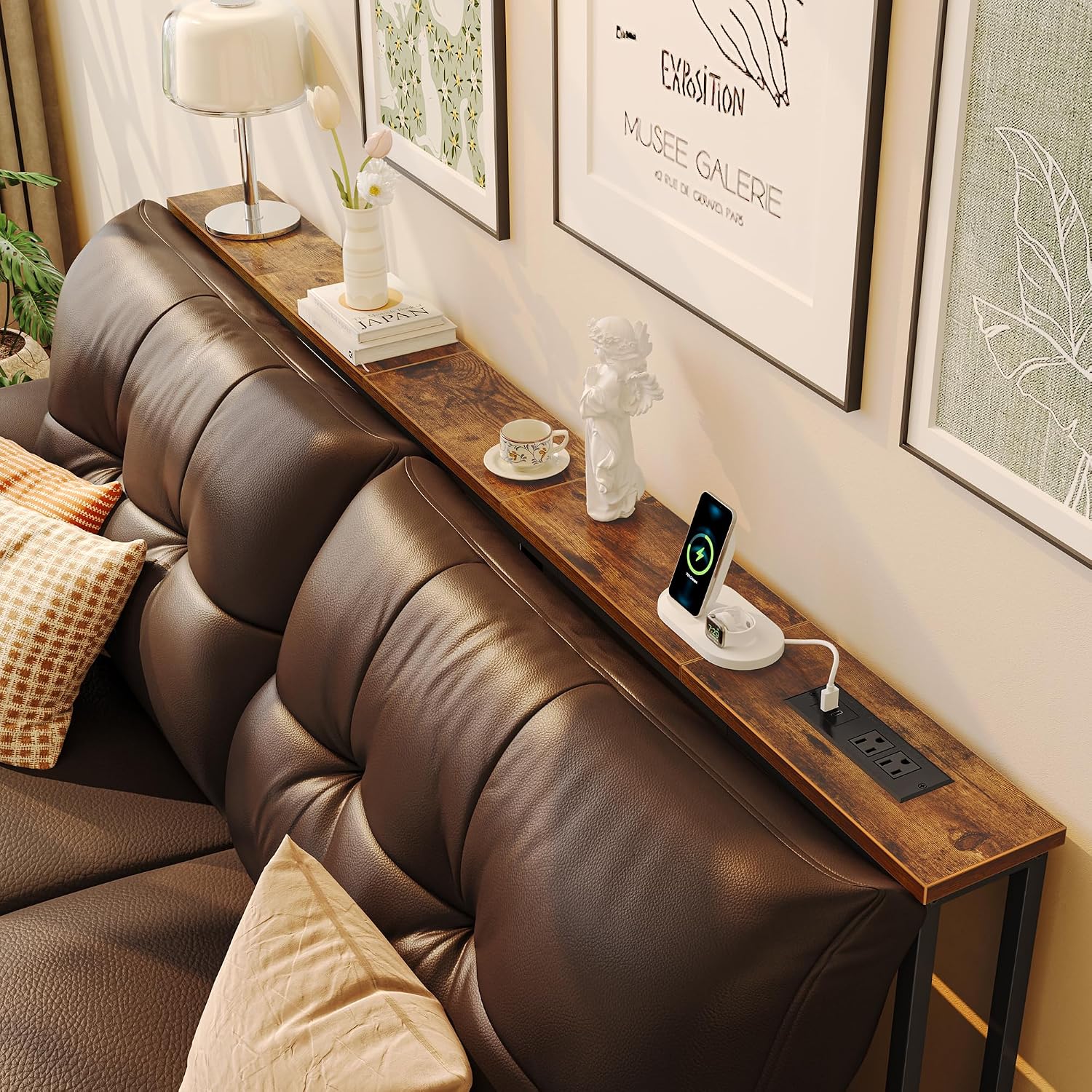 Rustic Brown Narrow Sofa Table