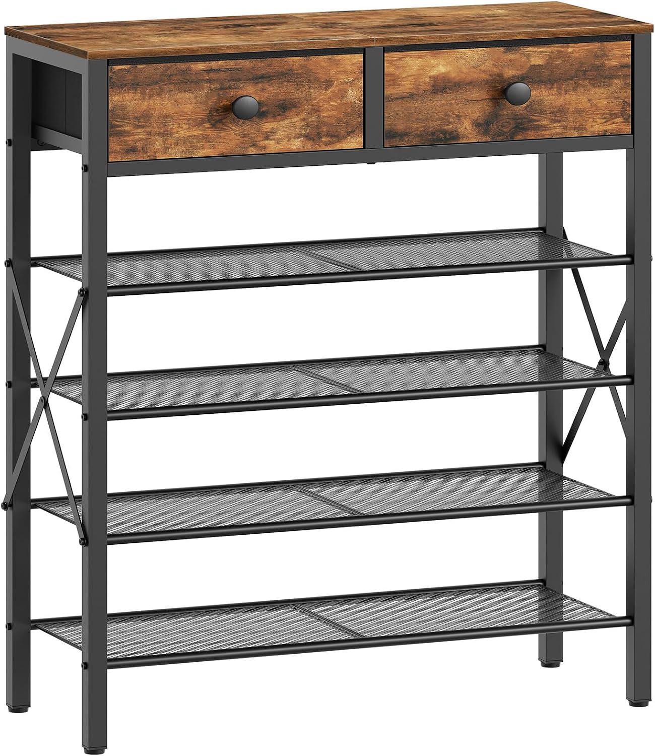 Two Rustic Brown 5-tier Shoe Rack