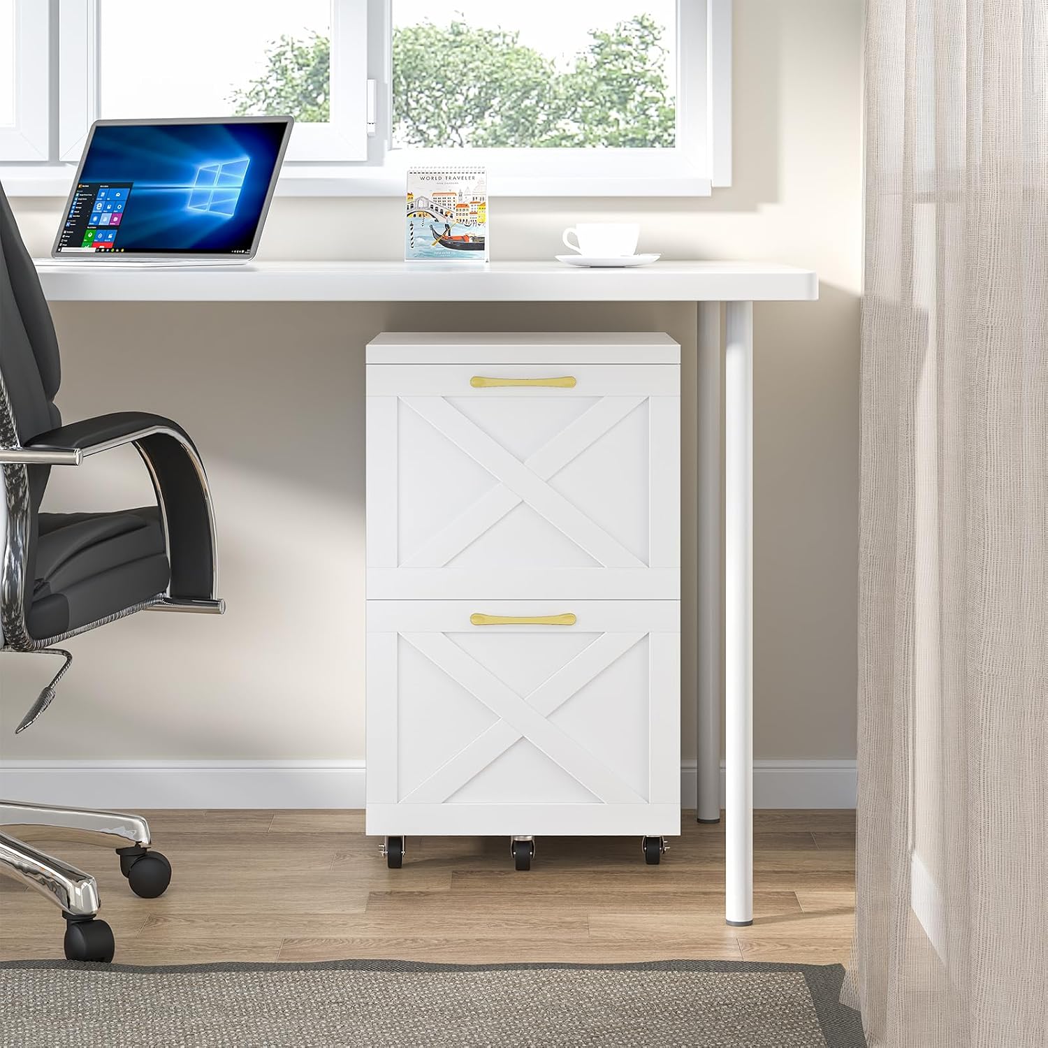 White 2-Drawer Mobile Filing Cabinet