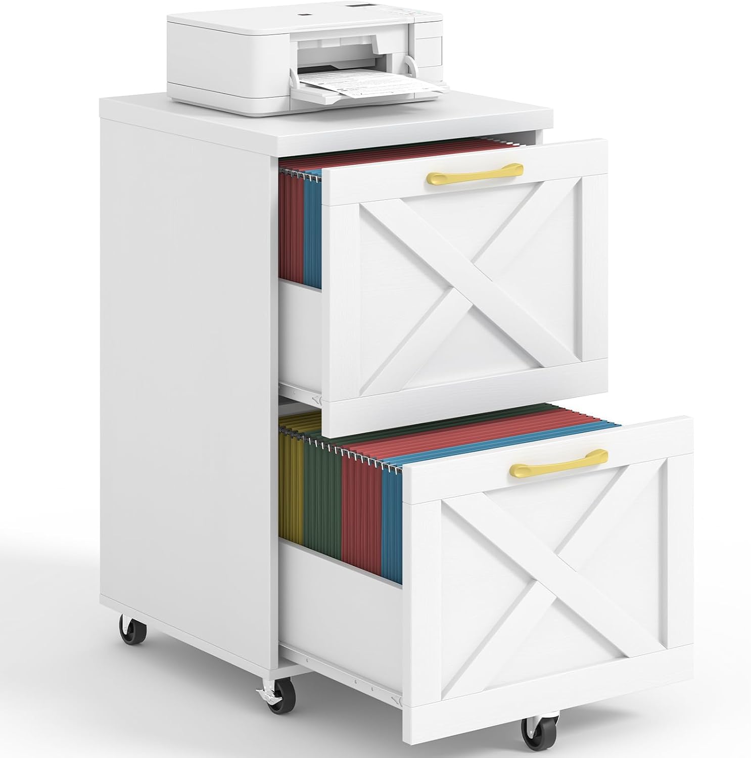 White 2-Drawer Mobile Filing Cabinet