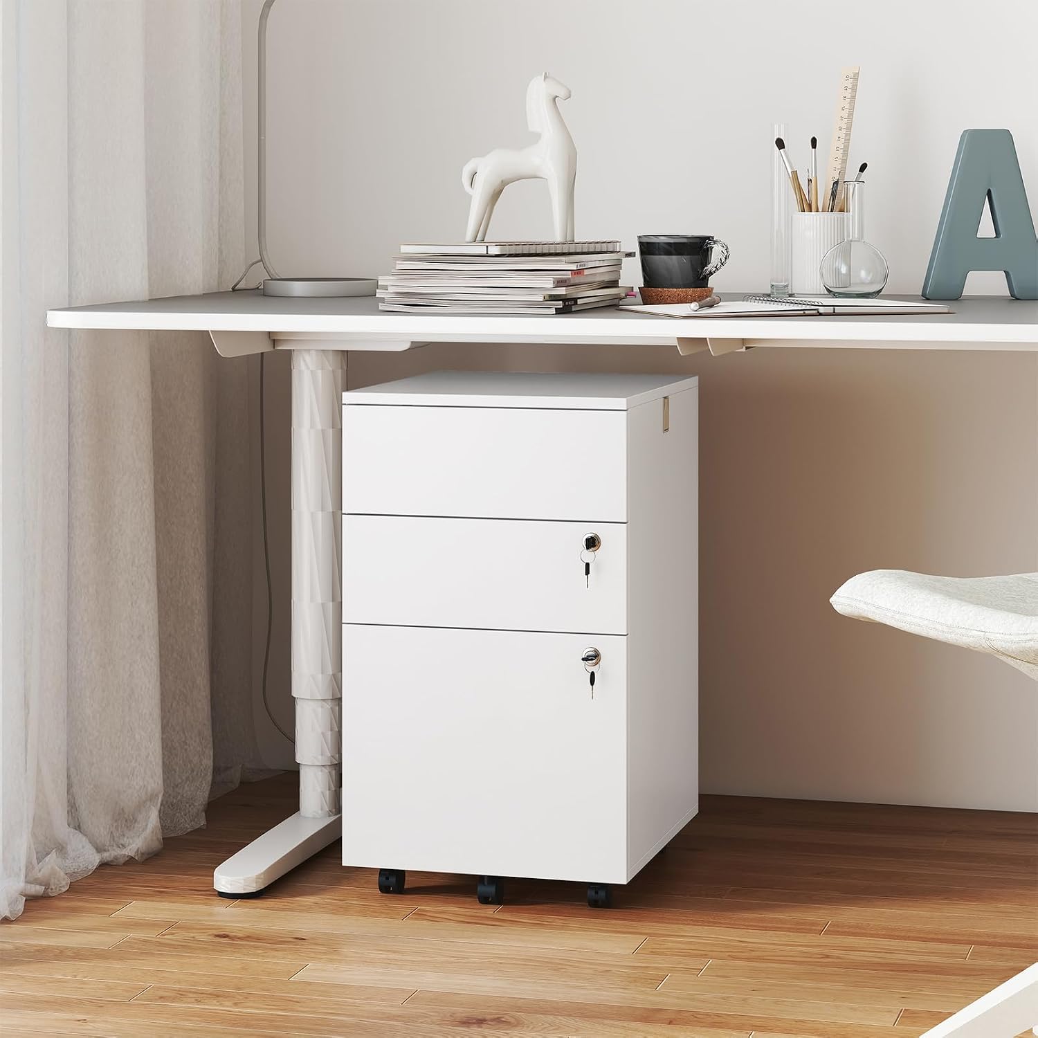 White 3-drawer Mobile Cabinet