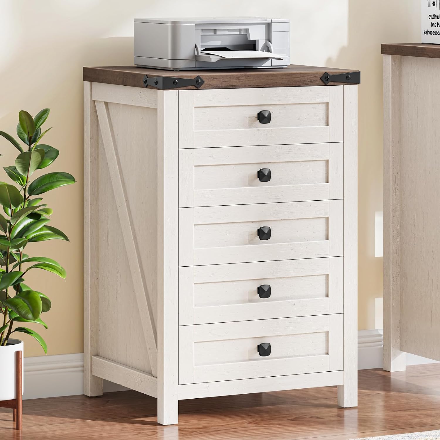 White Farmhouse 5-drawer Cabinet